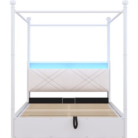 CAIziLit baldaquin 140x190 avec coffre hydraulique, LED, USB-C et rangements (1/5)