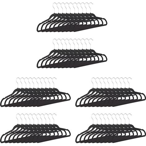 Relaxdays Clothes Hangers Set of 60, Narrow, Space-Saving Trouser Hangers, Velvet, Plastic, HWD: 22.5 x 41.5 x 0.6, Black (1/5)