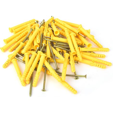 Chevilles En Plastique Et Vis Autotaraudeuses Pour Fixation Murale Maçonnerie Douce Kit De 50 Pièces (1/5)