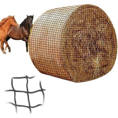 Filet à Foin pour Chevaux,4x4 FT Filet à Foin Balles Rondes Filet à Foin Résistant à l'usure pour Chevaux Balles Rondes,Maille 4 x 4cm pour Chevaux,Prolongation des Temps d'alimentation (120x120cm) (1/5)