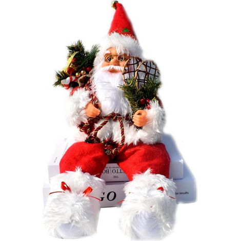 GARRYFIZH Marionnette Père Noël Assis, Décoration de Vitrine de Noël, Matériau en Tissu, Idéal pour Les Fêtes de Noël et la Décoration Intérieure, Hauteur 57 Cm, Poids 325 G (1)