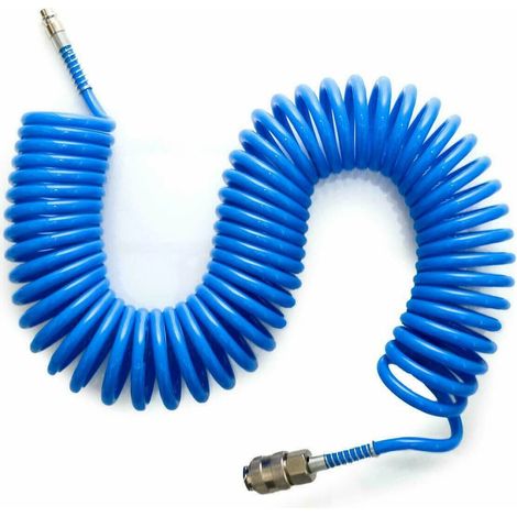 Tubo Aria Compressa Spirale Ø12x8 mm Flessibile Attacco raccordi 1/4'' 10 Metri