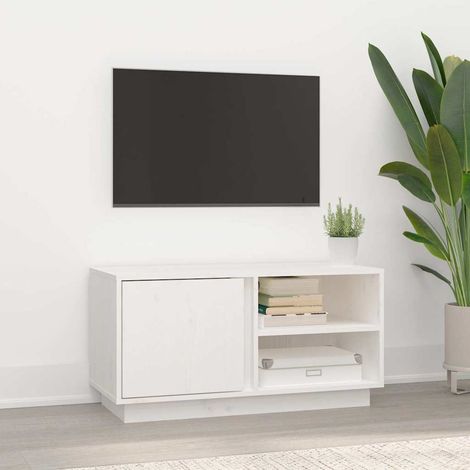 vidaXL Mueble de TV madera maciza de pino blanco 80x35x40,5 cm (1/5)
