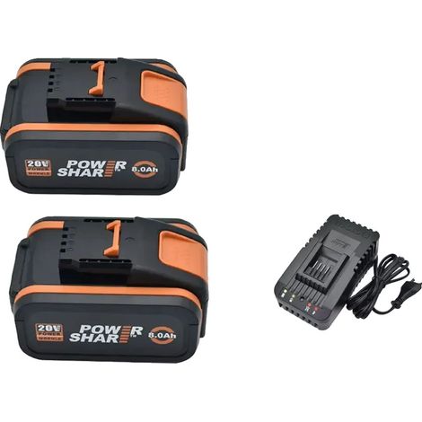 Batteria per elettroutensili, capacità 8000 mAh, compatibile con utensili da 20 V, 8,0 Ah x 2, caricabatterie x 1 (1/2)