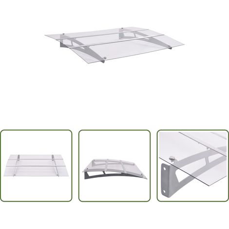 Auvent de fenêtre - Auvent de porte argenté et transparent 120x90 cm polycarbonate (1/5)
