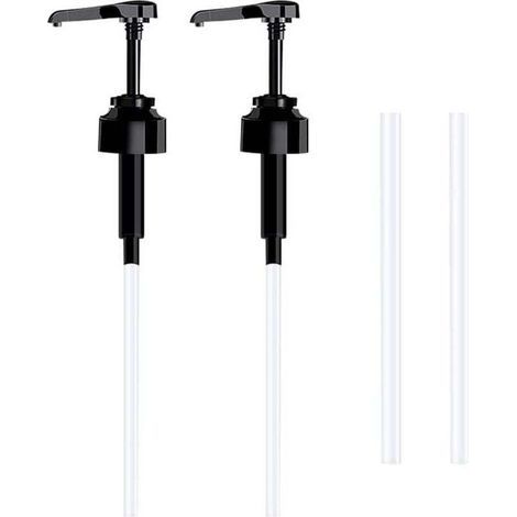 Set di 2 flaconi vuoti con dosatore da 5 litri (neri), flaconi di plastica riutilizzabili da 38 cm per liquidi da bagno e condimenti. (1/4)