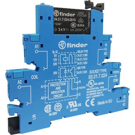 FINDER 385170240050 - Interfaccia Modulare A Relè 1 Scambio 6A 24 V Dc