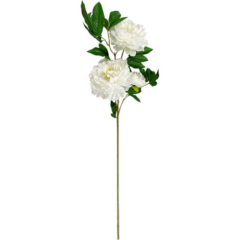 Fleur de Pivoine Artificielle en Soie Tige de Pivoine Fausse pour Mariage Fiançailles Fête Décoration de Table Blanche 106 cm (1/2)