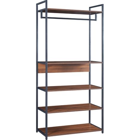 Set di 2 appendiabiti armadio a 7 ripiani effetto noce nero 030009379