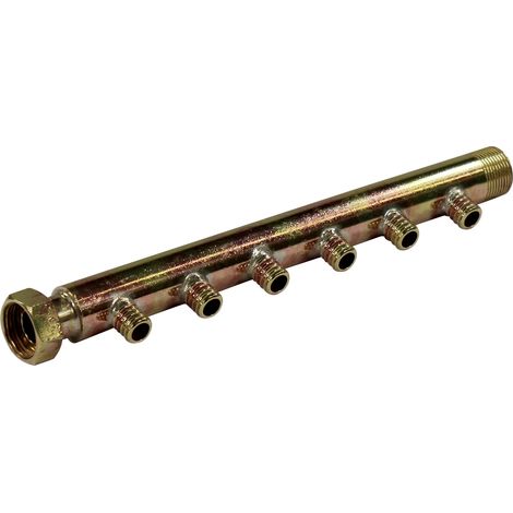 Collecteur 3/4" (20/27) Mâle + écrou tournant - 6 départs pour tube PER Ø16 - entraxe 40mm