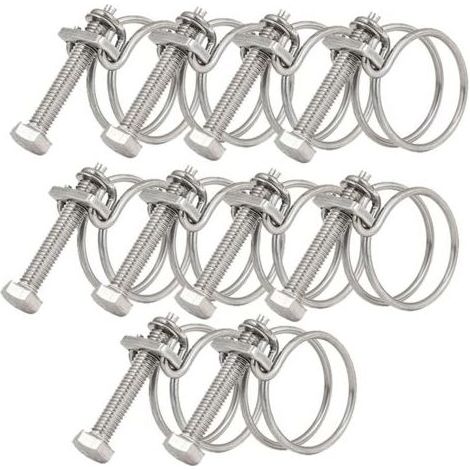 Lot de 10 colliers de serrage à double fil de 32 à 36 mm, colliers de serrage en acier inoxydable 201, fixation universelle pour tuyau de plomberie (1/5)