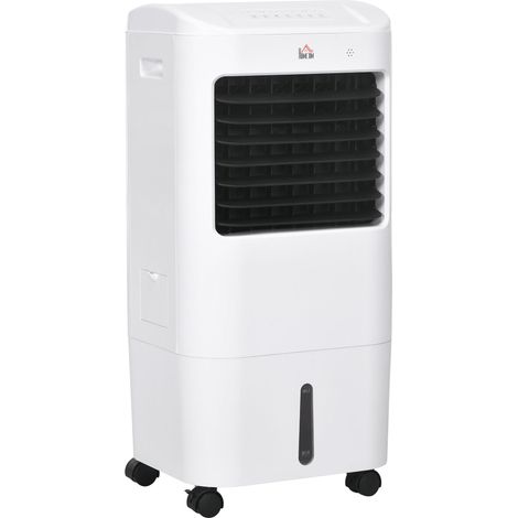 Refroidisseur d’air avec 3 vitesses, minuterie 7,5 h, réservoir d’eau 15 L, adapté pour 15–20 m², 37 x 32 x 78 cm, blanc (1/5)