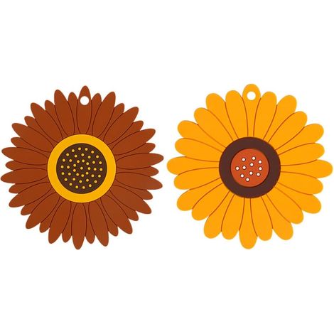 Lot de 2 dessous de plat en PVC, forme tournesol, antidérapants (1/5)