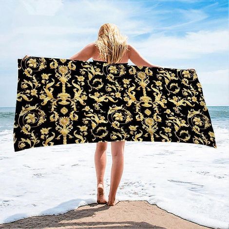 Luxuriöse, saugfähige Strandtücher aus Mikrofaser, hochwertiges europäisches Design, für Damen und Herren, ideal für Zuhause und Hotel. (1/5)