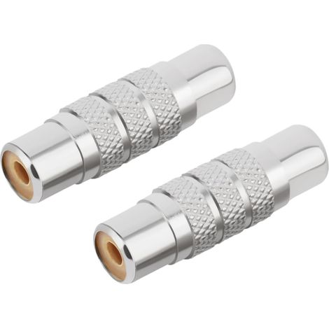 2 Pièces Adaptateur RCA Femelle à Femelle, Coupleur RCA Audio Vidéo, Adaptateurs Métal, Couplage Audio Vidéo Cinch Double , Prolonge Facilement Deux Câbles, Connecteurs pour Systèmes Hi‑Fi TV, Argent (1/5)