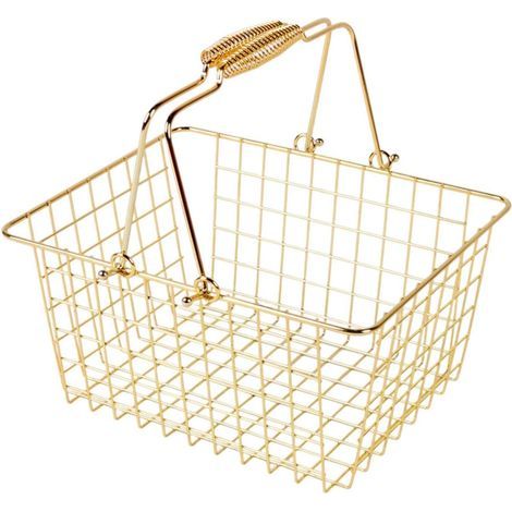 Panier de Courses en métal, bac de Rangement Robuste, Organisateur de supermarché Portable, Panier de Rangement en Fil métallique pour Jouets et, L (1/5)