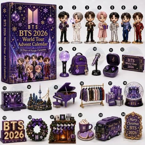 LYERCW - Calendrier de l'Avent 2026 des groupes K-pop, boîte surprise en acrylique avec 24 compartiments (1/5)