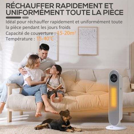 Radiateur soufflant céramique Oscillant 2000W Télécommande Minuteur 15-40°C Chauffage d'appoint silencieux pour Bureau Salon Chambre 63,5cm (1/5)