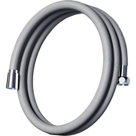 Tuyau de douche en silicone pour salle de bain, flexible, anti-explosion et anti-torsion, avec raccord à haute résistance (Gris - 1,5 m)