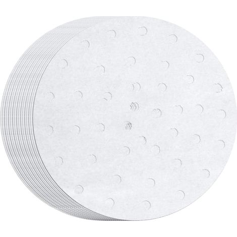 100 feuilles de papier sulfurisé perforé sur bâtonnet de bambou pour friteuse à air de 30 cm (12 pouces) (1/5)