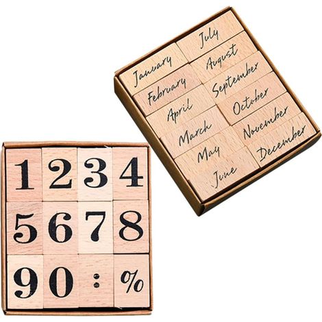 wooden month stamps with number patterns Durable and elegant