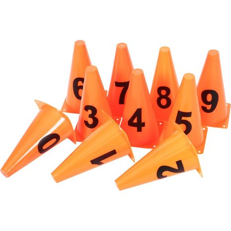 Lot de 10 Cônes Numérotés avec Logo Numérique pour Le Sport Cônes Dentraînement en Plastique À Base Plate pour Les Exercices De Football (1/5)