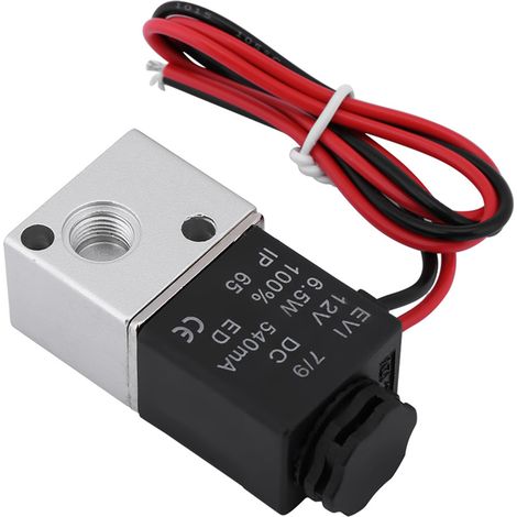 Vanne pneumatique 3/2 à solénoïde 12V DC, normalement fermée, filetage BSP 1/8" (1/5)