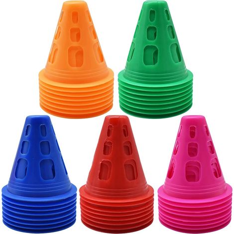 40 x Slalom Cones, Traffic Cones, Road Traffic Cones, Sports Traffic Cones, Plastic Training Cones for Football Sports, Agility Training, Dogs (1/5)