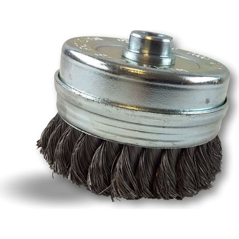 Brosse coupe rotative boisseau meuleuse d'angle  Garnissage Acier torsadé - Quantité x 1 - Ø 90 coupe - Torsadé - Acier