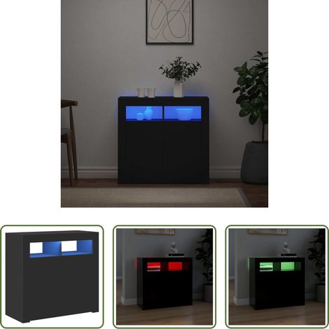 Buffet décoratif - Buffet avec lumières LED noir 80x35x75 cm (1/5)