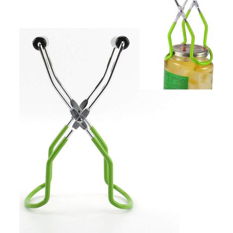 Pince À Bocaux - Acier Inoxydable PP TPR - Antidérapante Anti-brûlure - Pour Stérilisation Confiture Biberon Bouteille Verre - 22,5 x 8,7 x 5 cm - Vert (1/5)