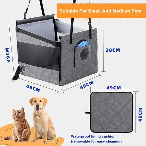 Siège de voiture pour chien, hamac réglable et étanche, pour sacs de voyage portables et pliables, lavables pour petits et moyens chiens (1/5)
