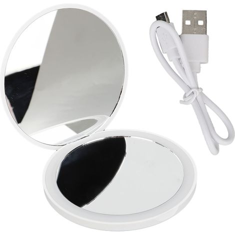 Miroir de poche LED pliable et portable avec lumière intégrée, idéal pour le maquillage en voyage (1/5)