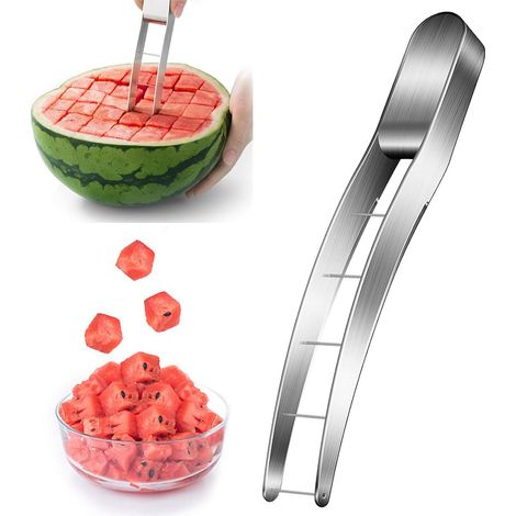 Wassermelonenschneider und -schneider – Wassermelonenschneider aus Edelstahl, schnelles und sicheres Wassermelonenmesser, Obstmesser, Salat- und Melonenschneider, kompatibel mit Küchengeräten (1/5)