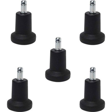 Lot de 5 Patins de chaise, Fixation à goupille, Fer et polypropylène, Noir, Pour chaise de bureau (1/4)