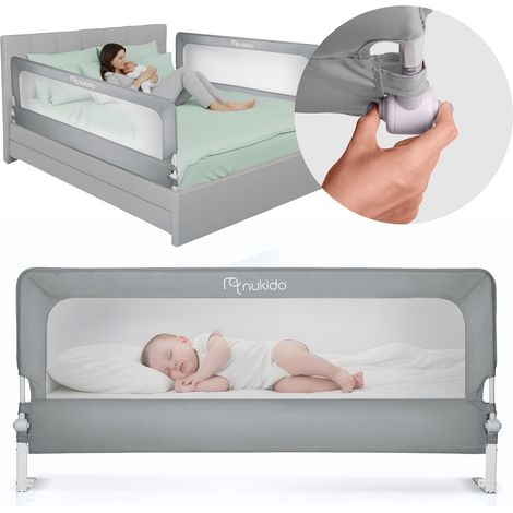 Bed Rail Guard with Safety Lock, 180 cm, Grey (1/5)