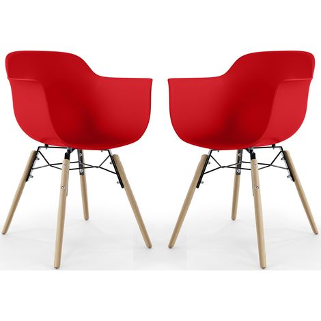 Silla de Comedor - Diseño Escandinavo - Patas de Madera - Pack de 2 - Nordika