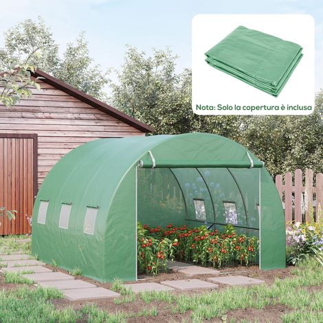 Serre en polyéthylène avec 6 fenêtres, porte sectionnelle et bords enterrés, 3 x 3 x 2 m, verte (1/5)