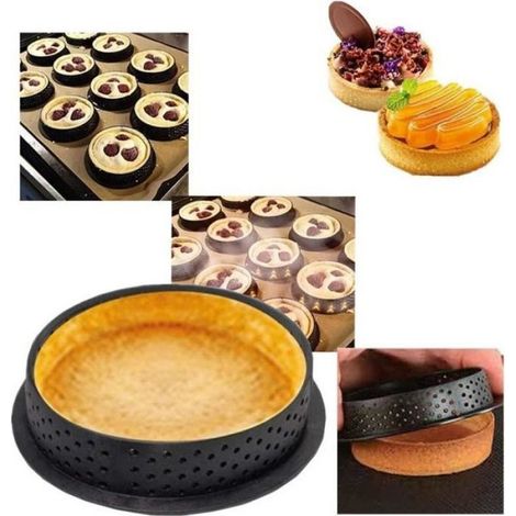 Moule À Gâteau - Cercle Perforé - Silicone Thermoplastique Alimentaire - Diamètre 8 cm Hauteur 2 cm - Lot De 8