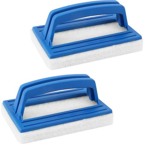 Set di 2 spazzole per pareti di piscine e jacuzzi, spugne morbide con manico (bianche)