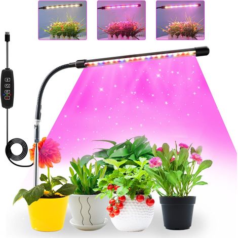 ZOLGINAH Lampe de Plante, Lampe de Croissance à spectre complet, Lampe Horticole réglable en hauteur avec minuterie 3/9/12H, 10 luminosité, 3 modes, idéal pour les petites plantes (sans adaptateur) (1/5)