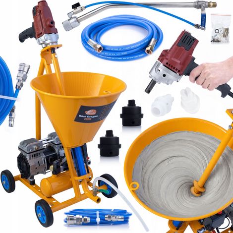 Máquina de enyesado Rosfix Blue Dragon BD41 Lite - 4100 W 15 l/min Yesos, masillas, membranas, poliuretano Manguera de 5 m Mezclador, lanza Boquillas n.° 30 y n.° 40 (1/5)