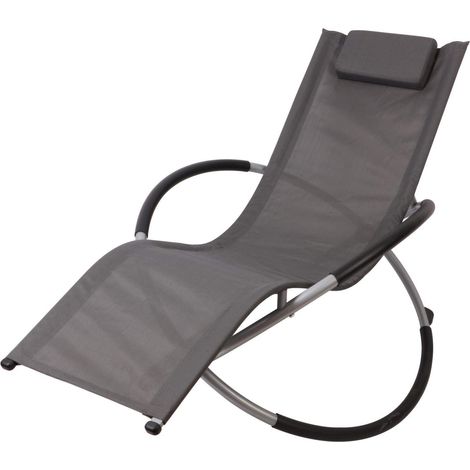 Bc-elec - HMBL-04-GREY Sedia a sdraio grigio, poltrona da giardino, sedia da giardino, sedia a dondolo, resistente alle intemperie, max 180kg