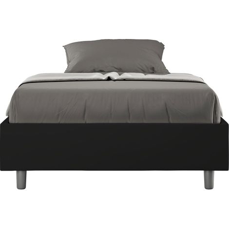 Letto 1 Piazza E Mezzo 120x190 cm con Rete e Contenitore Senza Testata Imbottito in Similpelle Azelia Nero (1/4)