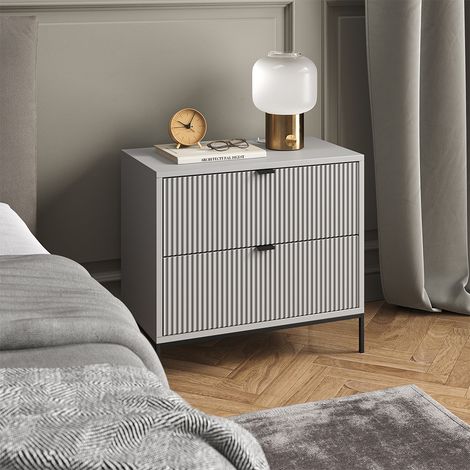 Comodino camera da letto Eliza, Grigio, 66 x 60 cm, Vicco