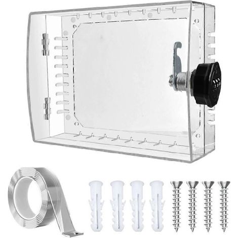 Passwortgeschützter Thermostat-Schließkasten mit transparentem Deckel und Zahlenschloss. (1/5)