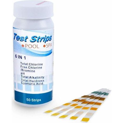 Test Strips - 6 In 1 Water Quality Test Paper For PH Chlorine Alkalinity Bromine Hardness Cyanuric Acid - For Swimming Pool Spa Aquarium Lab - 50 Strips (1/5)