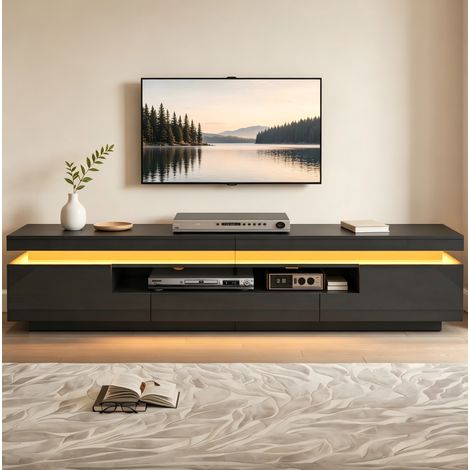 MEUBLIV TV-Möbel 175 x 38 x 45 cm Schwarz – LED-Beleuchtung und Stauraum (1/5)