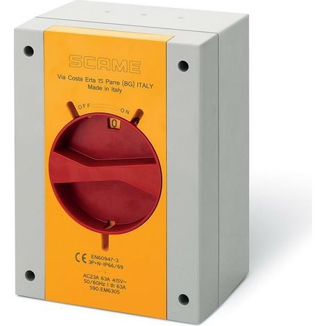 Scame dispositivo di comando emergenza ip65 63a 4poli 590.em6304