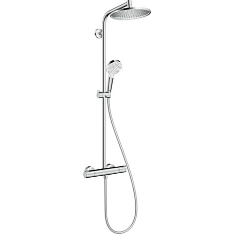 Hansgrohe – Colonne de douche thermostatique Crometta S 240 – Tête de douche 240mm – Jet pluie – Débit 16 l/min – Installation en saillie – Compatible chauffe-eau
